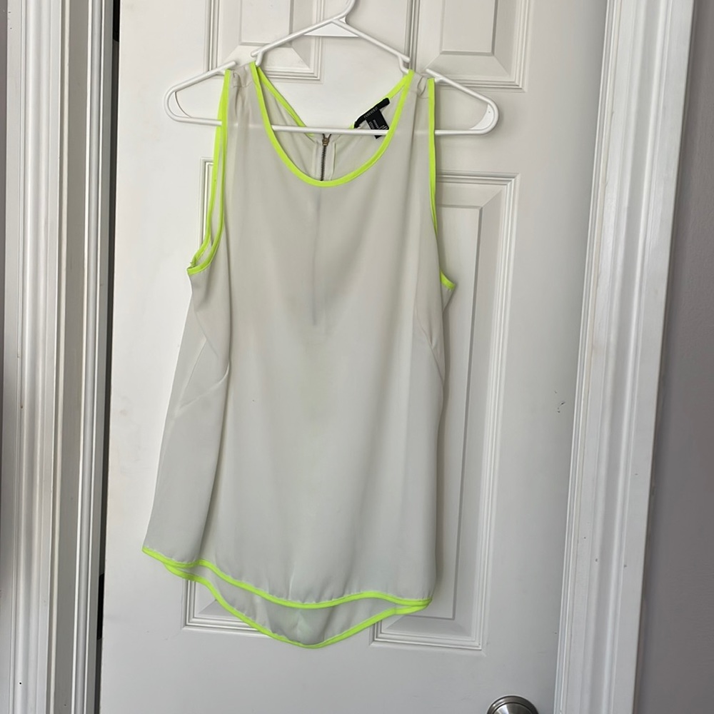 Forever 21 white and neon yellow/green tank blouse